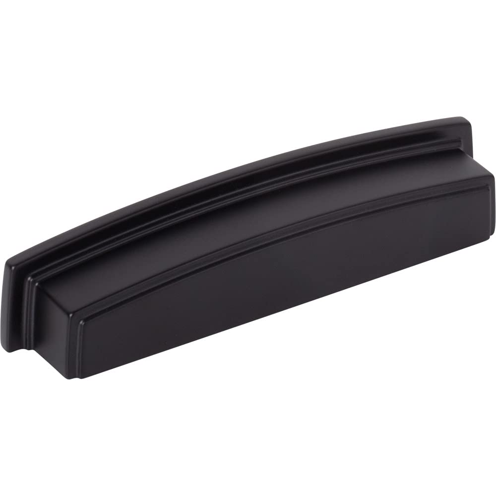 Jeffrey Alexander 141-128MB 128 mm Center Matte Black Square-to-Center Square Renzo Cabinet Cup Pull