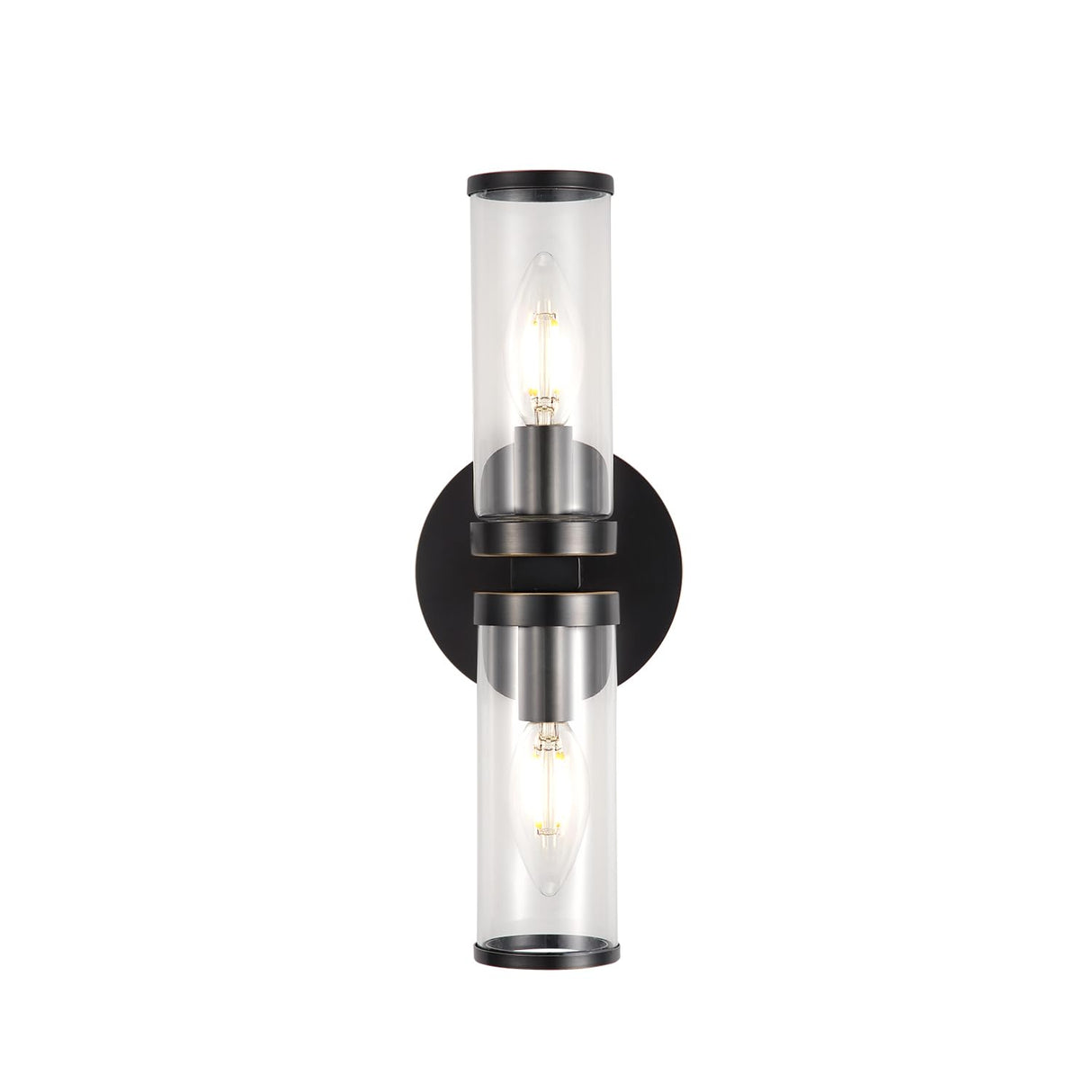 Alora WV309002UBCG REVOLVE WALL VANITY 2 LIGHT URBAN BRONZE CLEAR GLASS