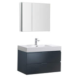 Fresca FVN8336GG Fresca Valencia 36" Dark Slate Gray Wall Hung Modern Bathroom Vanity w/ Medicine Cabinet