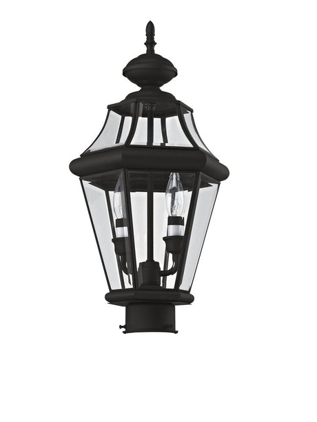 Livex Lighting 2264-04 Outdoor Post with Clear Beveled Glass Shades, Black