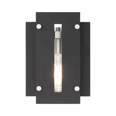 Livex Lighting 1 Light Black & Brushed Nickel Outdoor Wall Lantern
