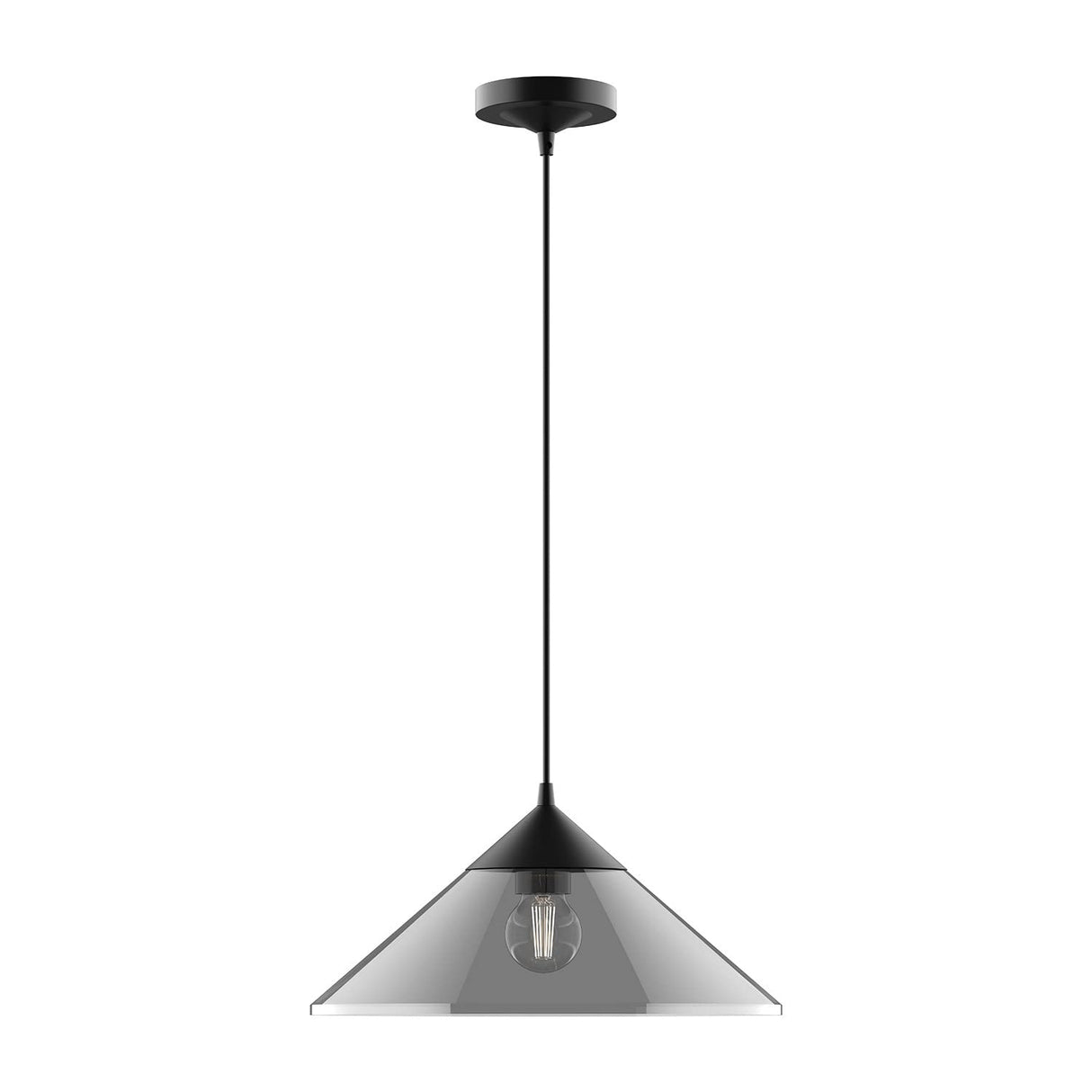 Alora PD521015MBSM MAUER 15" PENDANT MATTE BLACK SMOKED GLASS 72" WIRE E26 60W