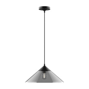 Alora PD521015MBSM MAUER 15" PENDANT MATTE BLACK SMOKED GLASS 72" WIRE E26 60W