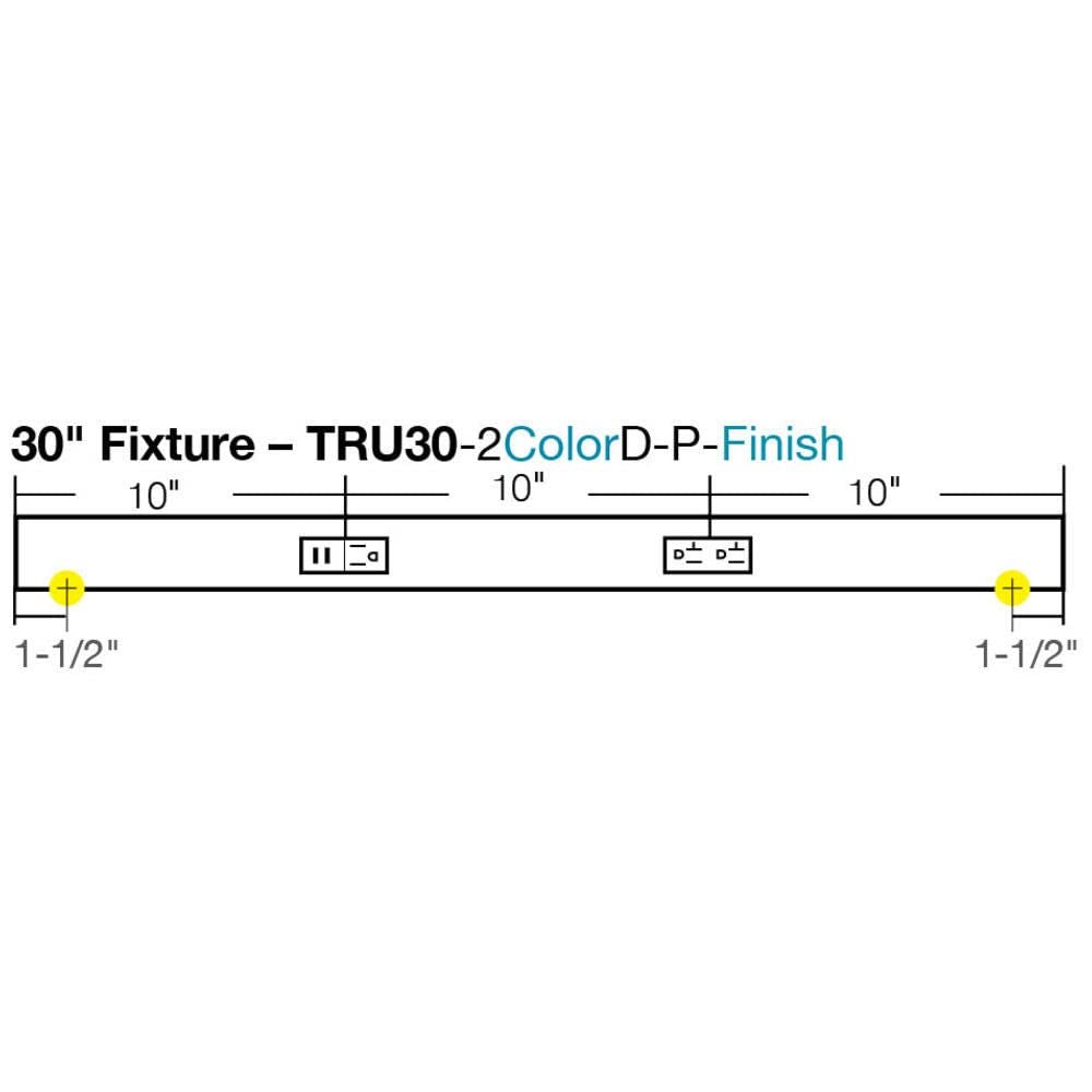 Task Lighting TRU30-2BD-P-BK 30" TR USB Series Angle Power Strip with USB, Black Finish, Black Receptacles