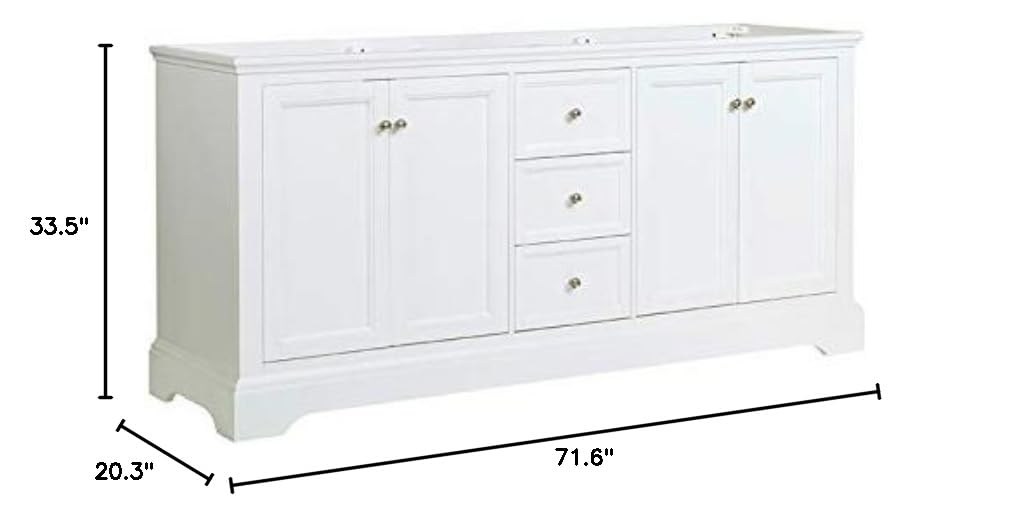 Fresca FCB2472WHM Fresca Windsor 72" Matte White Traditional Double Sink Bathroom Cabinet