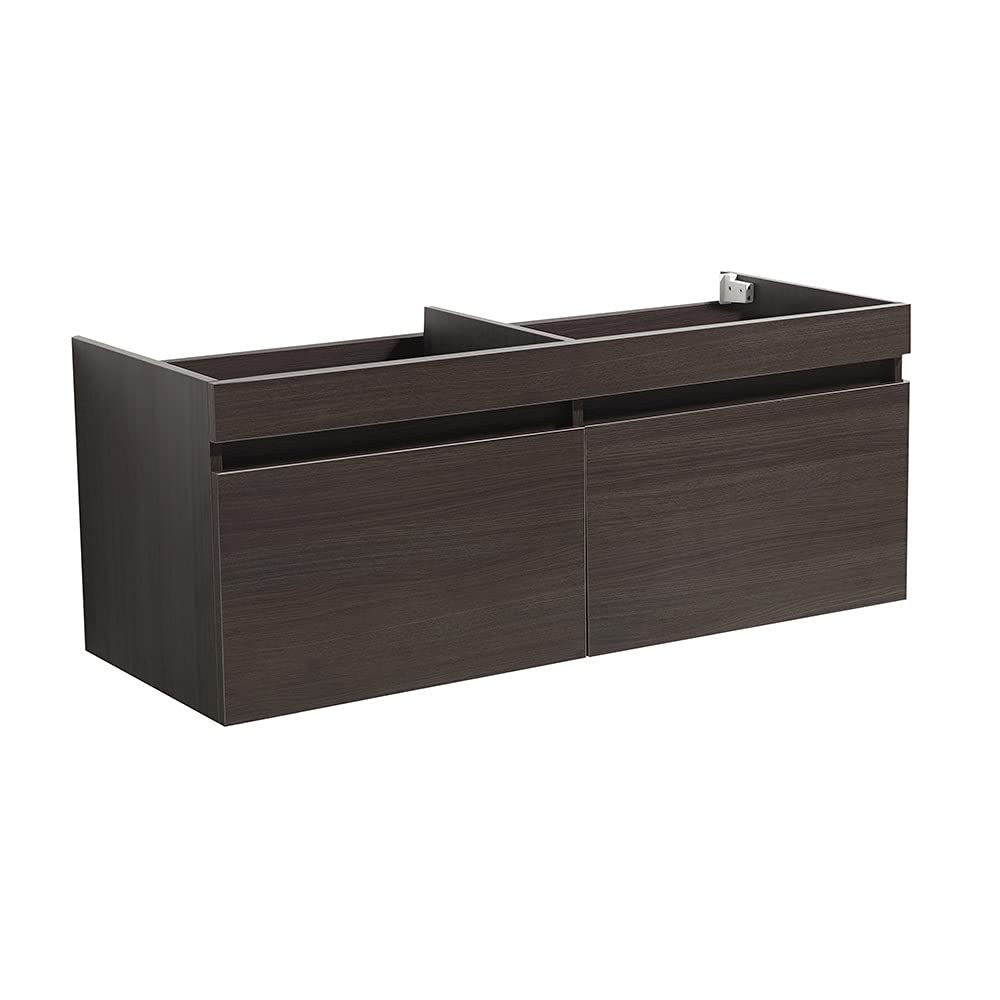 Fresca FCB8042GO Fresca Mezzo 60" Gray Oak Wall Hung Double Sink Modern Bathroom Cabinet