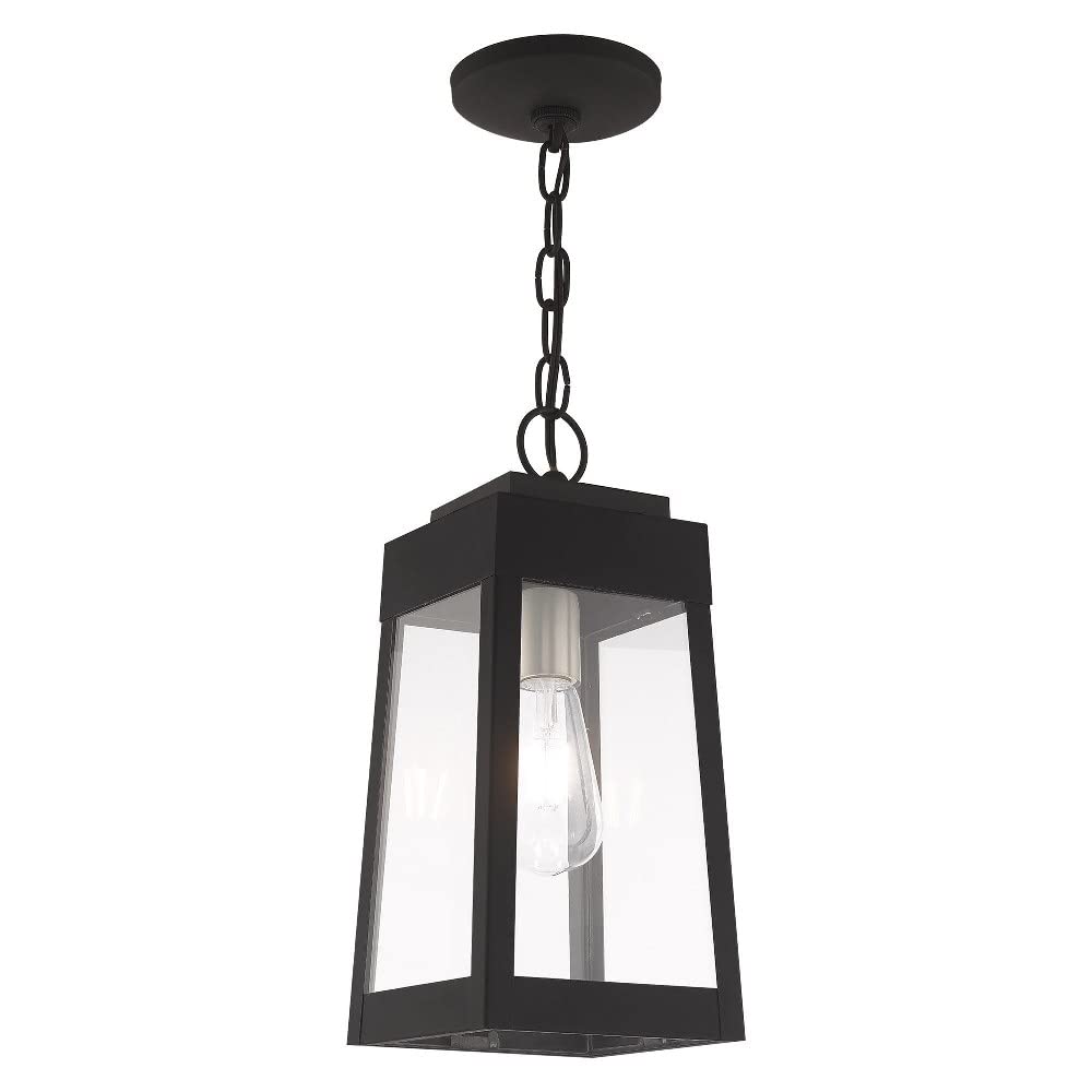 Livex Lighting 20854-12 Oslo - One Light Outdoor Hanging Lantern, Satin Brass Finish with Clear Glass
