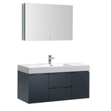 Fresca FVN8348GG Fresca Valencia 48" Dark Slate Gray Wall Hung Modern Bathroom Vanity w/ Medicine Cabinet