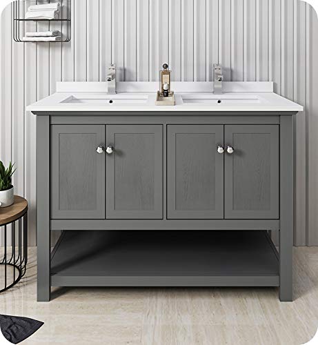 Fresca FCB2348VG-D Fresca Manchester Regal 48" Gray Wood Veneer Traditional Double Sink Bathroom Cabinet