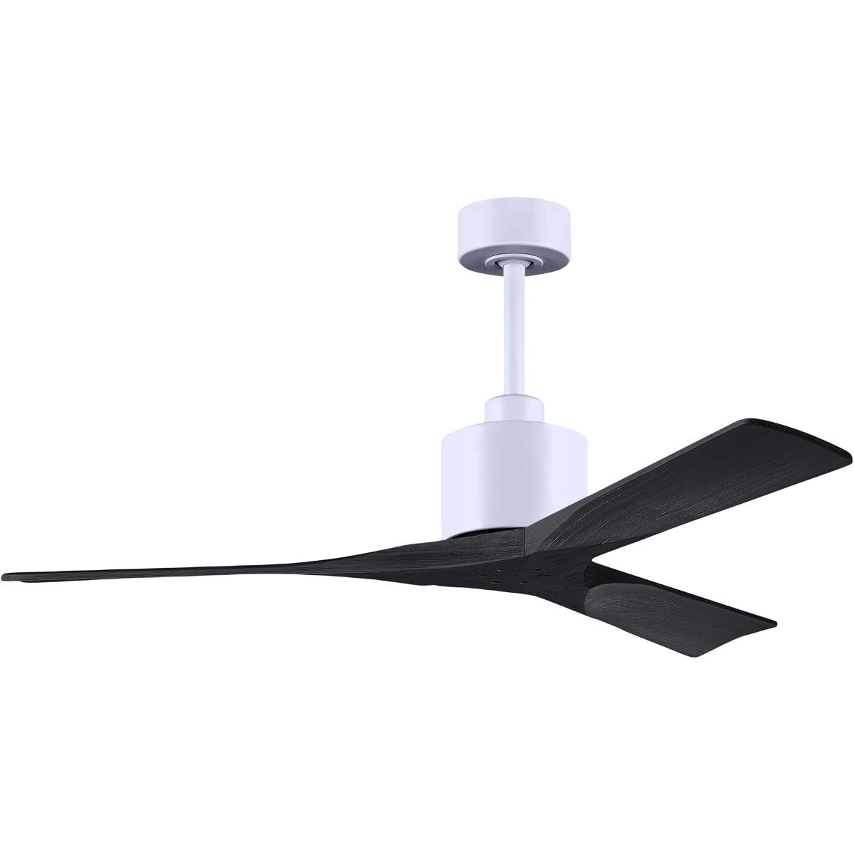 Matthews Fan NK-MWH-BK-52 Nan 6-speed ceiling fan in Matte White finish with 52” solid matte black wood blades