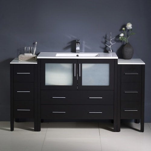 Fresca FCB62-123612GO-I Fresca Torino 60" Gray Oak Modern Bathroom Cabinets w/ Integrated Sink