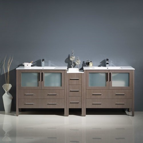 Fresca FCB62-361236ES-I Fresca Torino 84" Espresso Modern Double Sink Bathroom Cabinets w/ Integrated Sinks