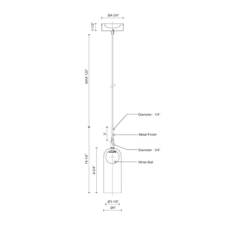 Kuzco PD19804-BN STYLO 4" PD Brushed Nickel 120V TRIAC/ELV LED 3000K 90CRI 8W