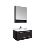 Fresca FVN6130ES-UNS Fresca Lucera 30" Espresso Wall Hung Undermount Sink Modern Bathroom Vanity w/ Medicine Cabinet