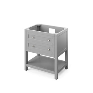 Jeffrey Alexander VKITAST30GRWCR 30" Grey Astoria Vanity, White Carrara Marble Vanity Top, undermount rectangle bowl