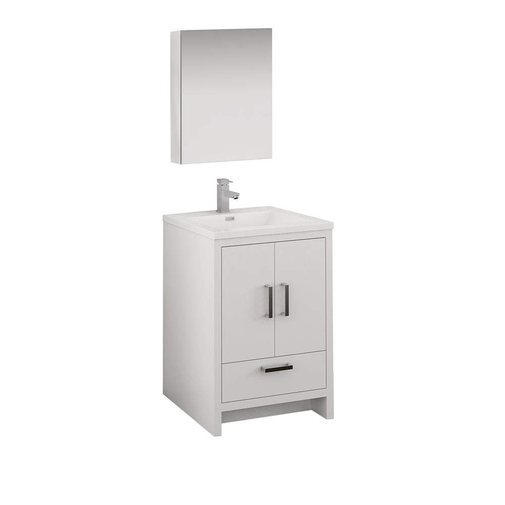 Fresca FVN9424WH Fresca Imperia 24" Glossy White Free Standing Modern Bathroom Vanity w/ Medicine Cabinet