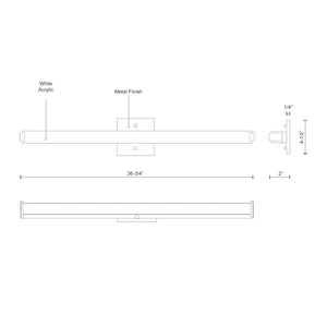 Kuzco VL4737-CH LED VAN REC WH ACRY 3600LM 40W CH