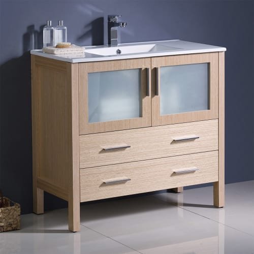 Fresca FCB6236GO-I Fresca Torino 36" Gray Oak Modern Bathroom Cabinet w/ Integrated Sink