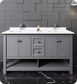 Fresca FCB2360GR-D Fresca Manchester 60" Gray Traditional Double Sink Bathroom Cabinet