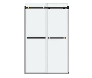 MAAX 136272-900-380-000 Duel 56-58 ½ x 70 ½-74 in. 8 mm Bypass Shower Door for Alcove Installation with Clear glass in Matte Black & Brushed Gold