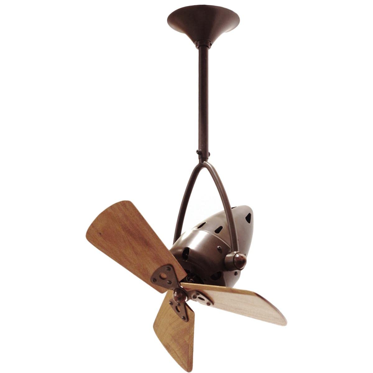 Matthews Fan JD-BZZT-WD Jarold Direcional ceiling fan in Bronzette finish with solid sustainable mahogany wood blades.