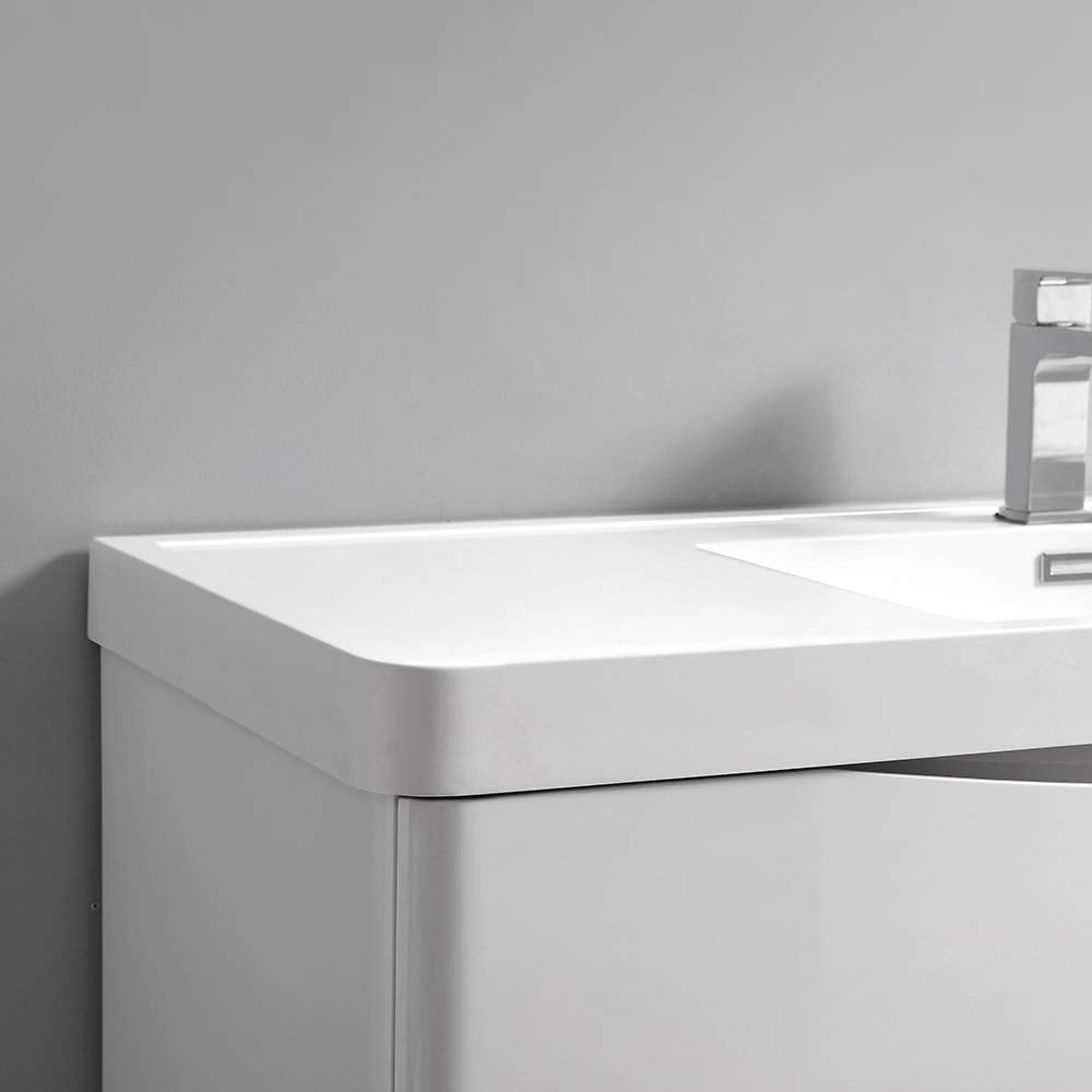 Fresca FCB9036GRG-I Fresca Tuscany 36" Glossy Gray Wall Hung Modern Bathroom Cabinet w/ Integrated Sink