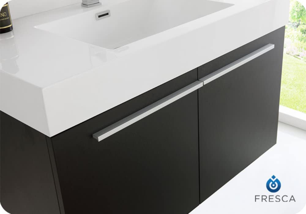 Fresca FVN8090BW Fresca Vista 36" Black Modern Bathroom Vanity w/ Medicine Cabinet