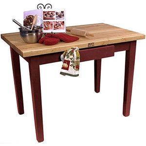 John Boos C4830-BN Cream Finish Barn Red Base Maple Classic Country Work Table, 48 x 30 1.75 inch - 1 each.
