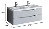 Fresca FCB9048GRG-D-I Fresca Tuscany 48" Glossy Gray Wall Hung Modern Bathroom Cabinet w/ Integrated Double Sink