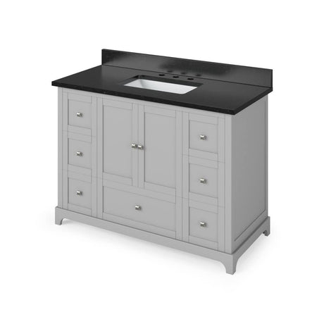 Jeffrey Alexander VKITADD48GRBGR 48" Grey Addington Vanity, Black Granite Vanity Top, undermount rectangle bowl