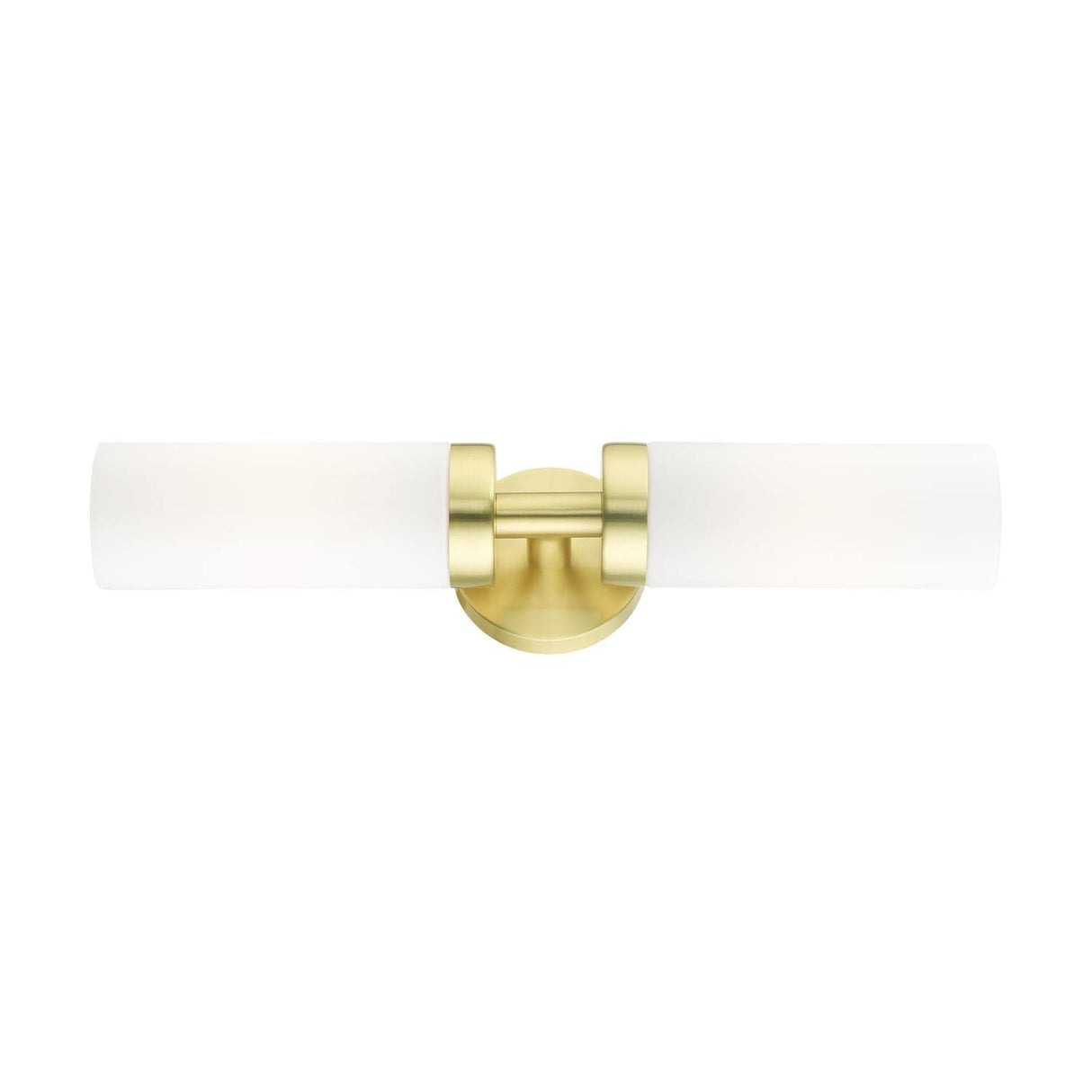 Livex Lighting 15072-12 Aero - 2 Light ADA Bath Vanity in Aero Style - 19.25 Inches Wide by 4.25 Inches high, Satin Brass Finish with Satin Opal White Glass