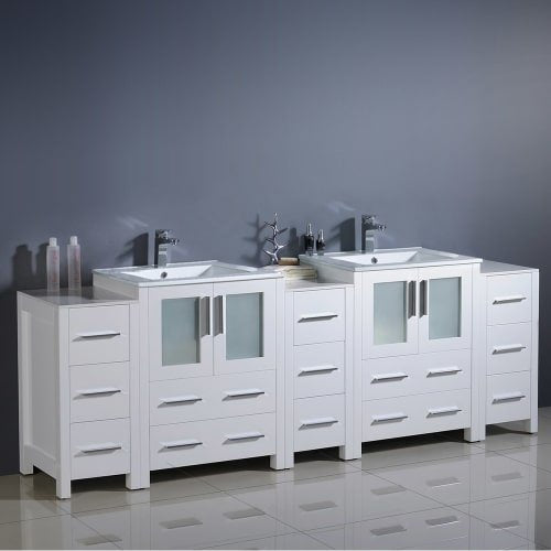 Fresca FCB62-72GO-I Fresca Torino 84" Gray Oak Modern Double Sink Bathroom Cabinets w/ Integrated Sinks