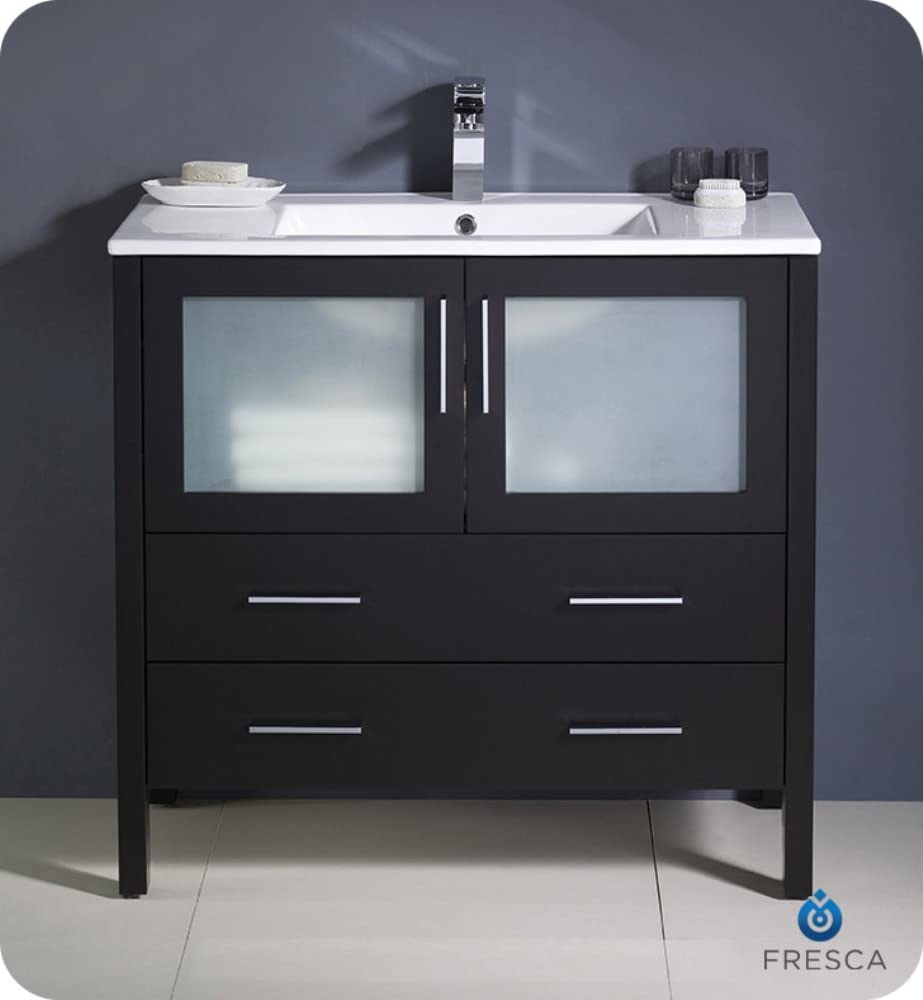 Fresca FCB6236ES-I Fresca Torino 36" Espresso Modern Bathroom Cabinet w/ Integrated Sink
