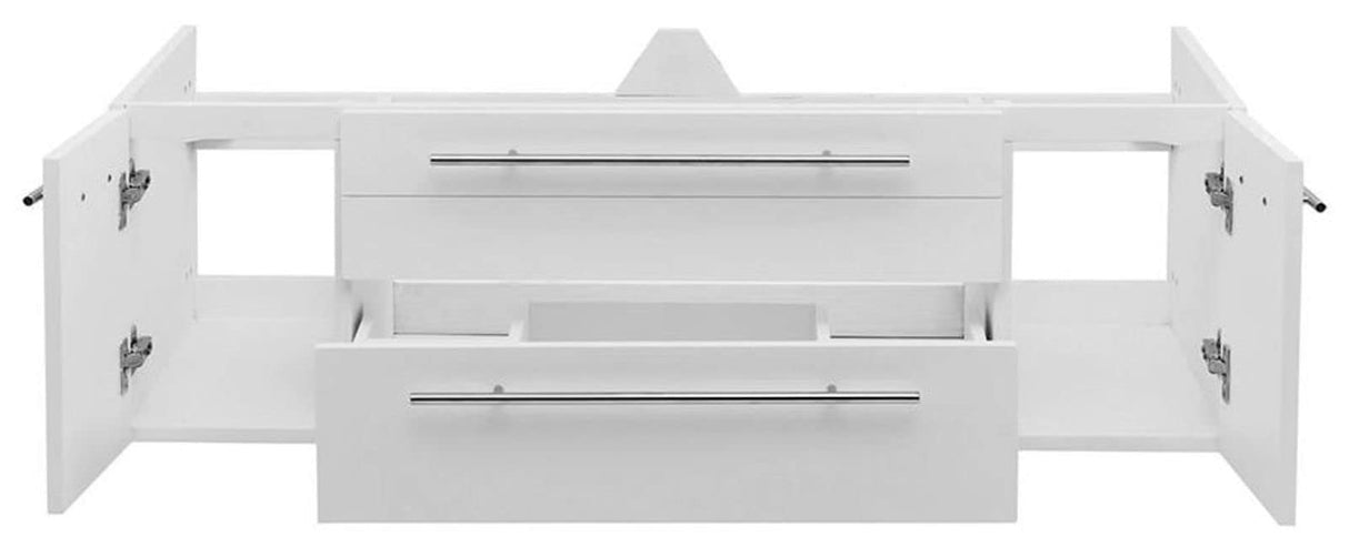 Fresca FCB6148WH-UNS-D Fresca Lucera 48" White Wall Hung Double Undermount Sink Modern Bathroom Cabinet