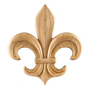 Hardware Resources APL-14-5-RW 4-5/8" W x 1/2" D x 5" H Rubberwood Fleur-de-lis Appliqué