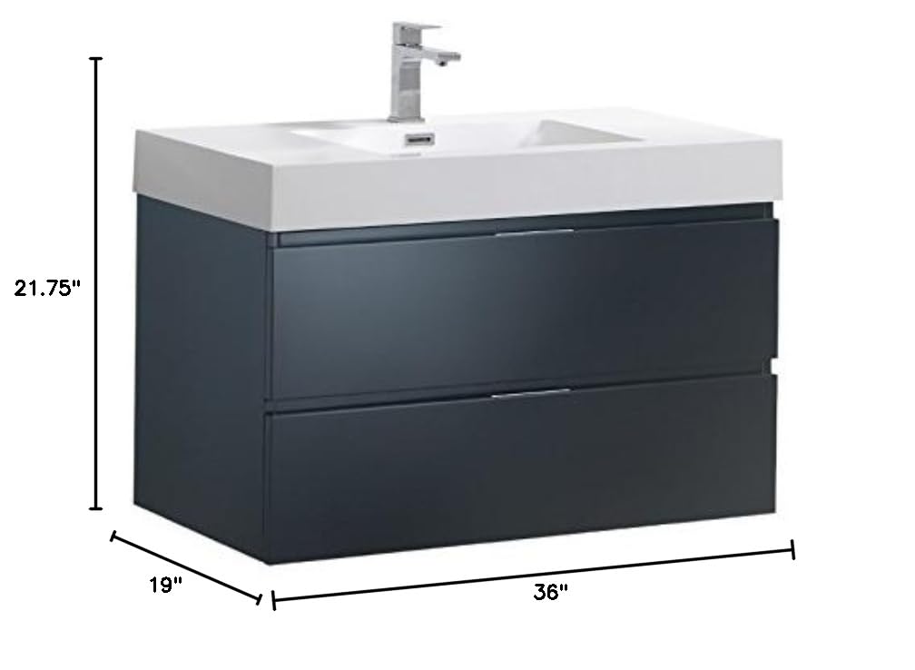 Fresca FCB8336GG-I Fresca Valencia 36" Dark Slate Gray Wall Hung Modern Bathroom Vanity