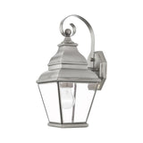 Livex Lighting 2590-91 Transitional One Light Outdoor Wall Lantern from Exeter Collection in Pwt, Nckl, B/S, Slvr. Finish, Brushed Nickel