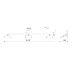 Kuzco VL90133-BK ROTAIRE 33" THREE HEAD VANITY BLACK 21W 120VAC WITH LED DRIVER 3000K 90CRI