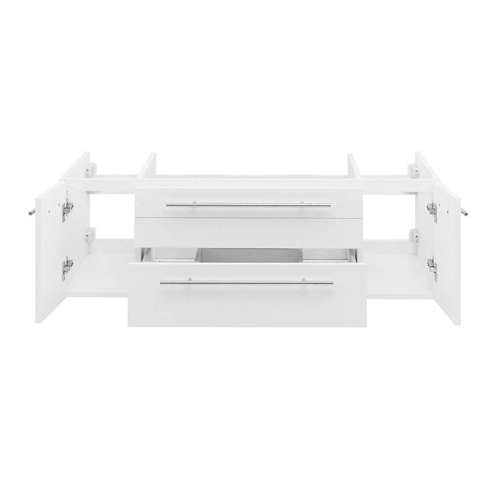 Fresca FCB6148WH-VSL-D Fresca Lucera 48" White Wall Hung Double Vessel Sink Modern Bathroom Cabinet