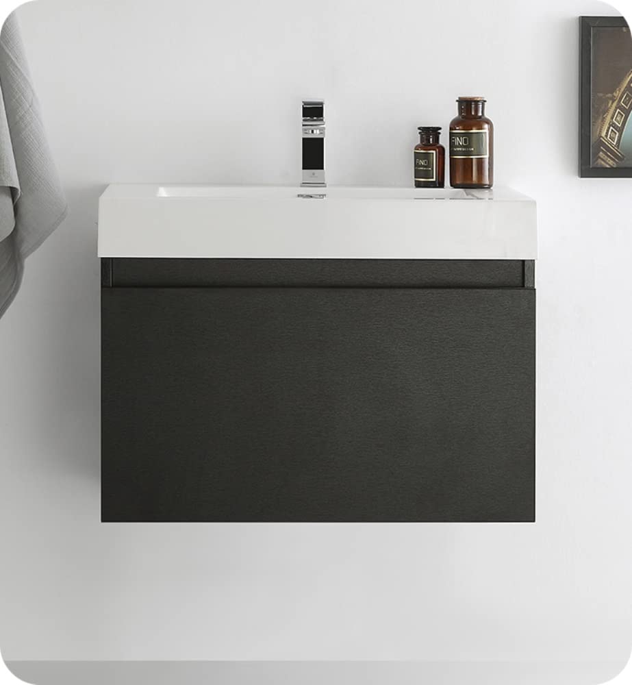 Fresca FCB8007BW Fresca Mezzo 30" Black Wall Hung Modern Bathroom Cabinet