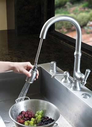 Newport Brass 2470-5103 Jacobean Kitchen Faucet with Metal Lever Handle and Pull, Polished Chrome