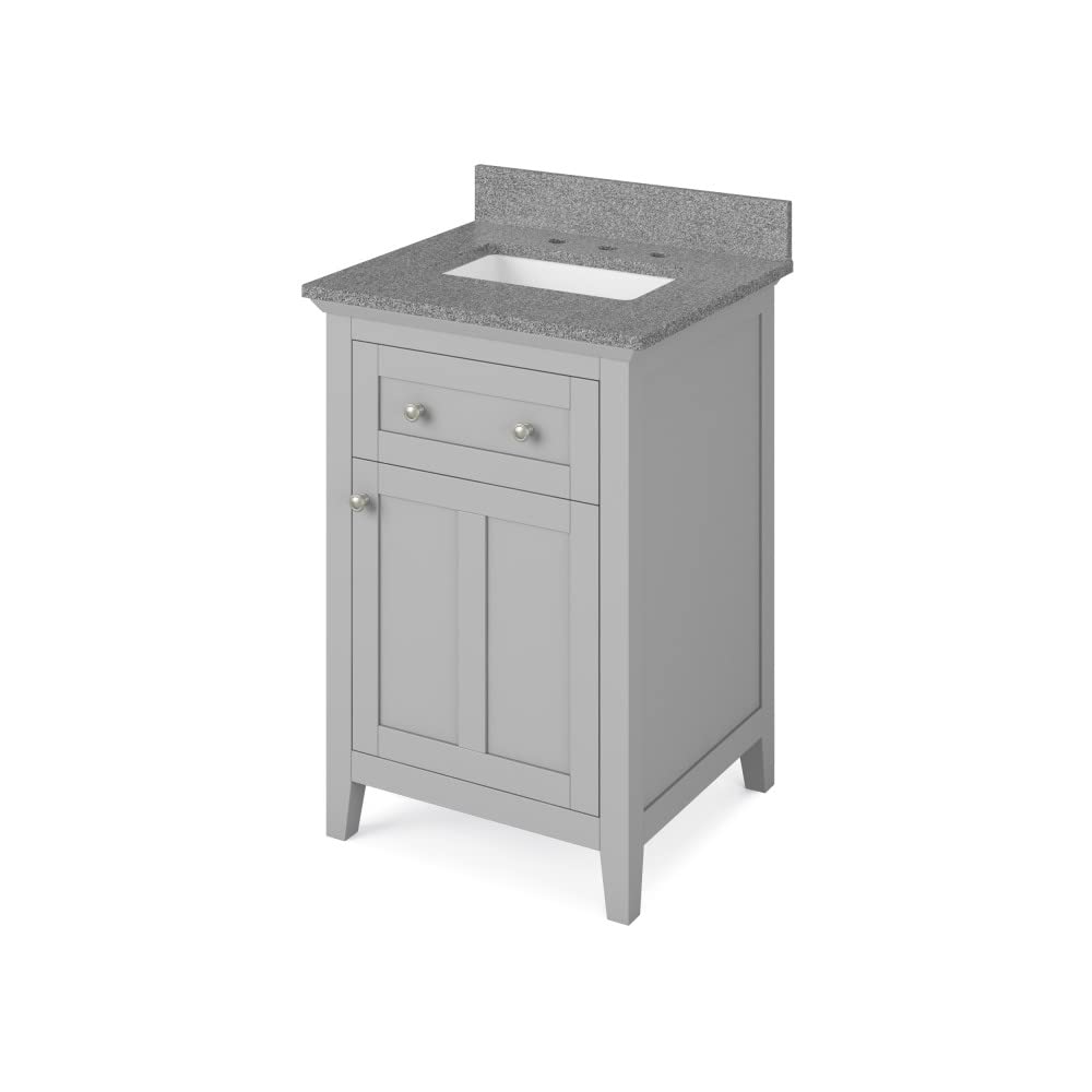 Jeffrey Alexander VKITCHA24GRSGR 24" Grey Chatham Vanity, Steel Grey Cultured Marble Vanity Top, undermount rectangle bowl