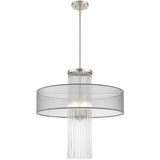 Livex Lighting 42805-91 Alexis - Four Light Chandelier, Brushed Nickel Finish with Translucent Gray Fabric Shade with Clear Rods Crystal