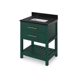 Jeffrey Alexander VKITWAV30GNBGR 30" Forest Green Wavecrest Vanity, Black Granite Vanity Top, undermount rectangle bowl