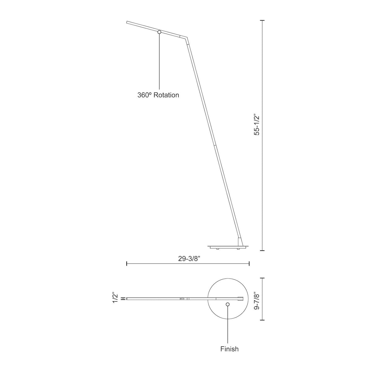 Kuzco FL25558-BK MITER 58" FL Black 120V Touch dimmer LED 3000K 90CRI 11W