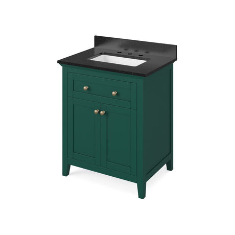 Jeffrey Alexander VKITCHA30GNBGR 30" Forest Green Chatham Vanity, Black Granite Vanity Top, undermount rectangle bowl