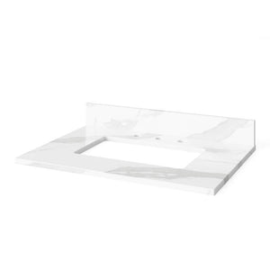 Jeffrey Alexander VKITAST30WHCQR 30" White Astoria Vanity, Calacatta Vienna Quartz Vanity Top, undermount rectangle bowl
