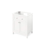Jeffrey Alexander VKITCHA30WHCQR 30" White Chatham Vanity, Calacatta Vienna Quartz Vanity Top, undermount rectangle bowl