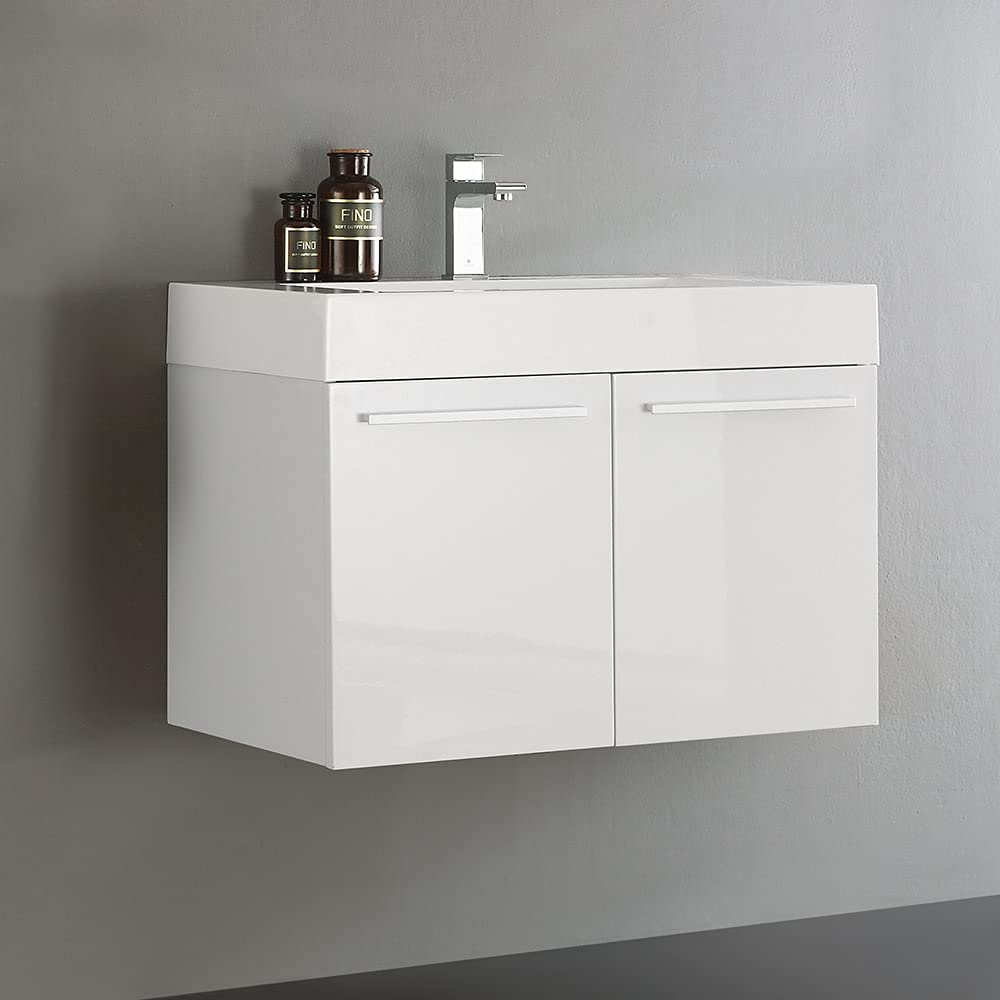 Fresca FCB8089GO-I Fresca Vista 30" Gray Oak Wall Hung Modern Bathroom Cabinet w/ Integrated Sink