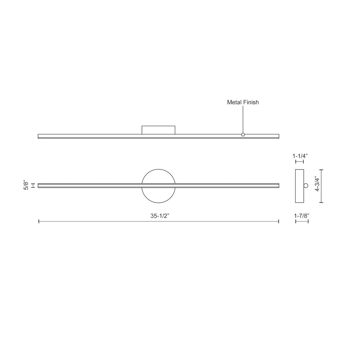 Kuzco WS14935-WH CHUTE 35" WS White 120V TRIAC/ELV LED 3000K 90CRI 15W